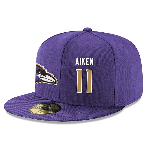 NFL Baltimore Ravens #11 Kamar Aiken Stitched Snapback Adjustable Player Rush Hat - Purple/Gold